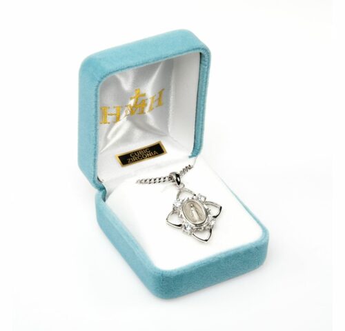 Sterling Silver Crystal Cubic Zirconia "CZ" Miraculous Medal - Image 3