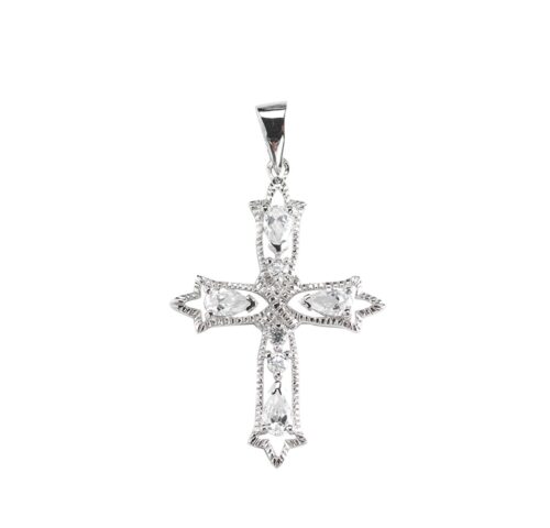 Sterling Silver Cubic Zirconia's "CZ's" Cross Chain - Image 2