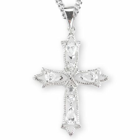 Sterling Silver Cubic Zirconia's "CZ's" Cross Chain