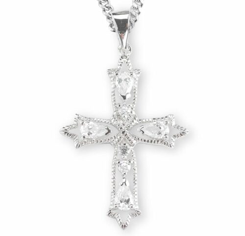 Sterling Silver Cubic Zirconia's "CZ's" Cross Chain