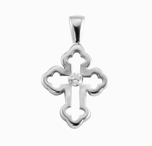 Sterling Silver Single Set Crystal Cubic Zirconia's "CZ's" Cross - Image 2