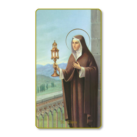 Saint Clare Gold-Edged Paper Holy Card – 2.0" x 4.0" – 100 Pack