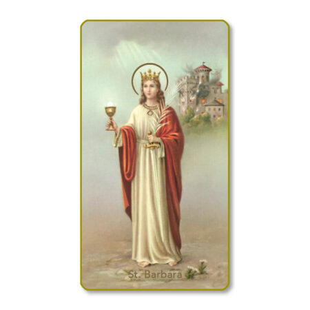 Saint Barbara – Patron Saint of Miners Gold-Edged Paper Holy Card – 2.0" x 4.0" – 100 Pack