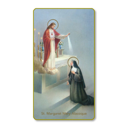 Saint Margaret Mary Alacoque Gold-Edged Paper Holy Card – 2.0" x 4.0" – 100 Pack