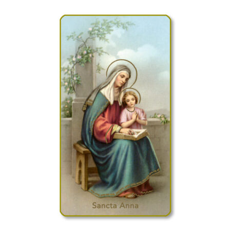Saint Anne – Patron Saint of Mothers Gold-Edged Paper Holy Card – 2.0" x 4.0" – 100 Pack
