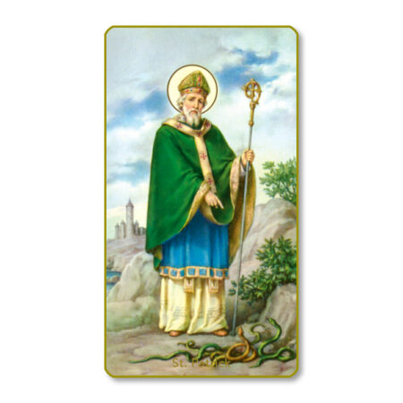 Saint Patrick – Patron Saint of Ireland Gold-Edged Paper Holy Card – 2.0" x 4.0" – 100 Pack