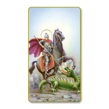 Saint George – Patron Saint of Soldiers & Scouts Gold-Edged Paper Holy Card – 2.0" x 4.0" – 100 Pack
