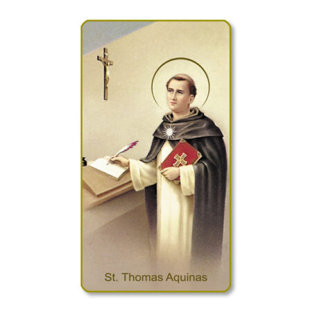 Saint Thomas Aquinas – Patron Saint of Students & Teachers Gold-Edged Paper Holy Card – 2.0" x 4.0" – 100 Pack