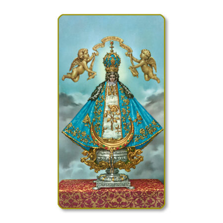 Our Lady of San Juan de los Lagos Gold-Edged Paper Holy Card – 2.0" x 4.0" – 100 Pack