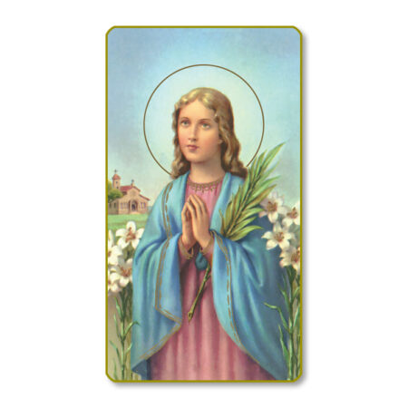 Saint Maria Goretti – Patron Saint of Virginity Gold-Edged Paper Holy Card – 2.0" x 4.0" – 100 Pack