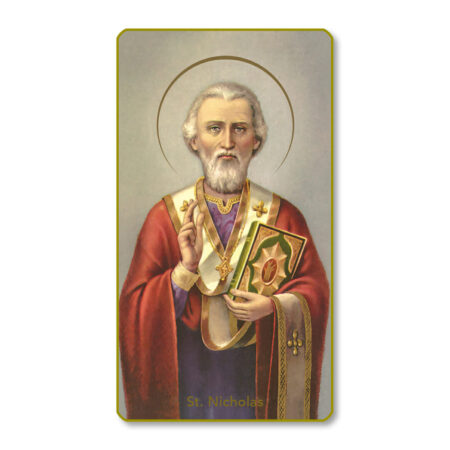 Saint Nicholas – Patron Saint of Children & Sailors Gold-Edged Paper Holy Card – 2.0" x 4.0" – 100 Pack