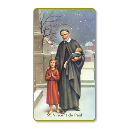 Saint Vincent de Paul Gold-Edged Paper Holy Card – 2.0" x 4.0" – 100 Pack