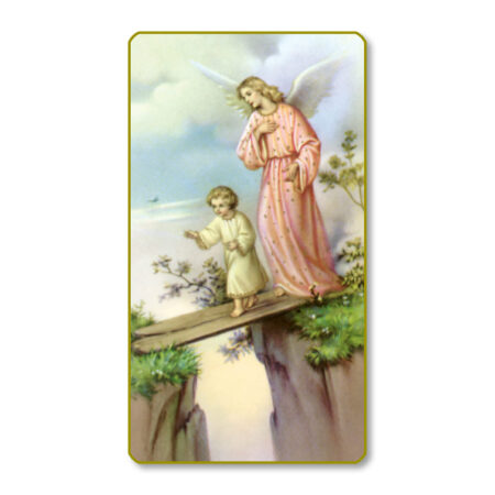 Guardian Angel Gold-Edged Paper Holy Card – 2.0" x 4.0" – 100 Pack