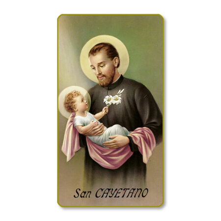 Saint Gaetano Gold-Edged Paper Holy Card – 2.0" x 4.0" – 100 Pack
