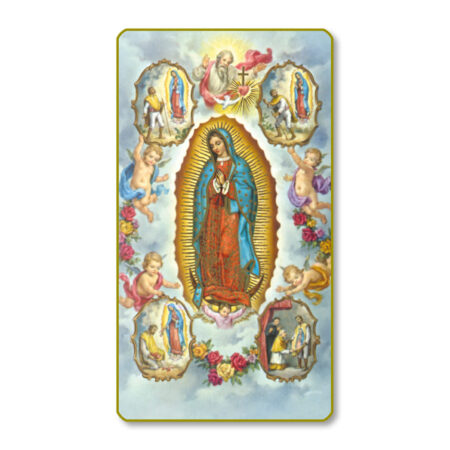 Our Lady of Guadalupe with Vision Paper Holy Card - 100 Pack