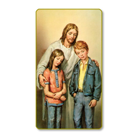 Christ the Comforter Gold-Edged Paper Holy Card – 2.0" x 4.0" – 100 Pack
