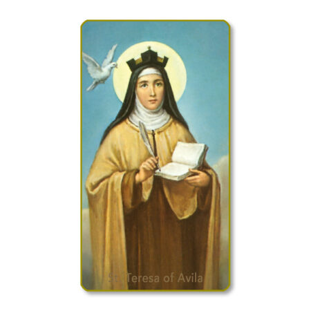 Saint Teresa of Avila Gold-Edged Paper Holy Card – Doctor of the Church – 2.0" x 4.0" – 100 Pack
