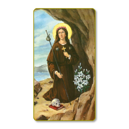 Saint Rosalia Gold-Edged Paper Holy Card – 2.0" x 4.0" – 100 Pack