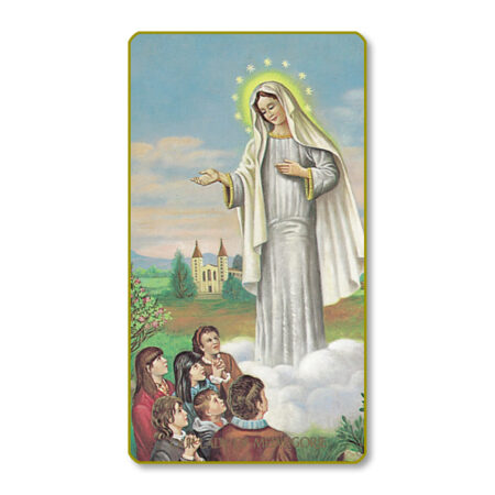 Our Lady of Medjugorje Gold-Edged Paper Holy Card – 2.0" x 4.0" – 100 Pack