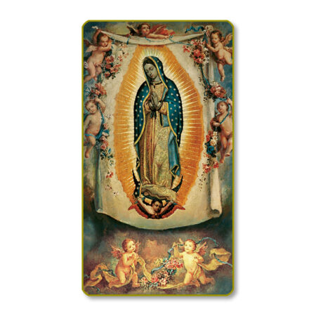Our Lady of Guadalupe with Angels Paper Holy Card - 100 Pack