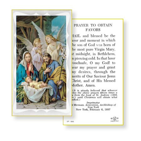 Christmas Prayer Gold-Edged Paper Holy Card – Prayer to Obtain Favors – 2.0" x 4.0" – 100 Pack