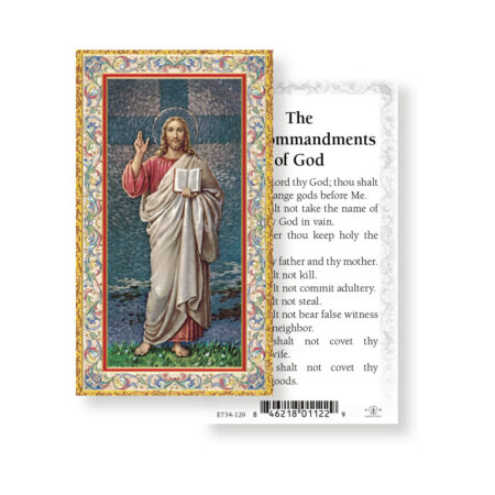 The Ten Commandments Gold-Stamped Holy Card - 100 Pack
