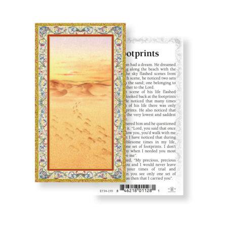 Footprints Gold-Stamped Holy Card - 100 Pack