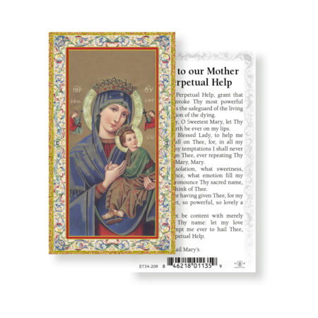 Our Lady of Perpetual Gold-Stamped Holy Card - 100 Pack