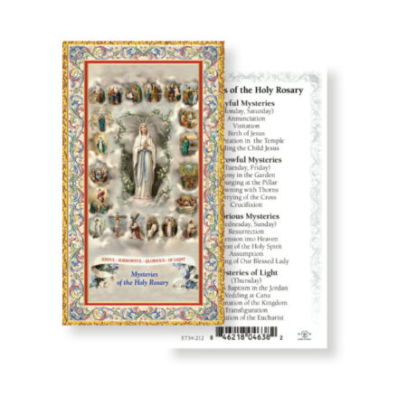 Mysteries of the Rosary Gold-Stamped Holy Card - 100 Pack