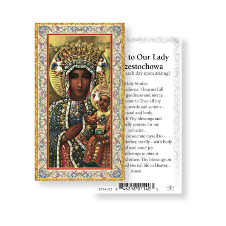 Our Lady of Czestochowa Gold-Stamped Laminated Holy Card – Prayer to Our Lady of Czestochowa – 2.0" x 4.0" – 100 Pack