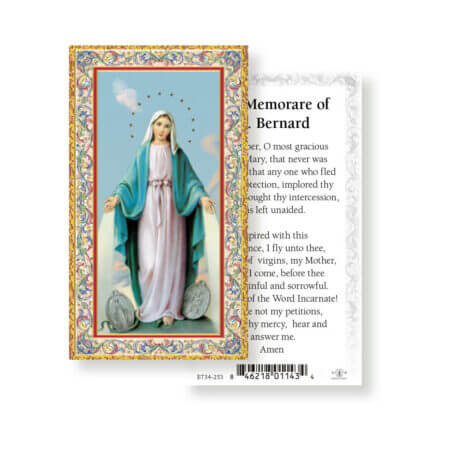 Our Lady of Grace Memorare St. Bernard Gold-Stamped Holy Card - 100 Pack