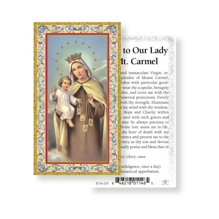 Our Lady of Mount Carmel Gold-Stamped Holy Card - 100 Pack