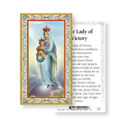 Our Lady of Victory Gold-Stamped Holy Card - 100 Pack