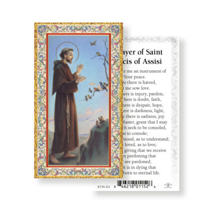 Saint Francis of Assisi Gold-Stamped Laminated Holy Card – Prayer to Saint Francis – 2.0" x 4.0" – 100 Pack