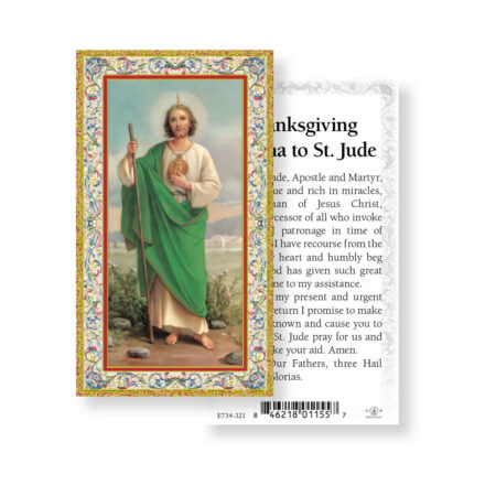 Saint Jude-Thanksgiving Novena Gold-Stamped Holy Card - 100 Pack