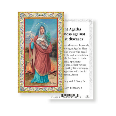 Saint Agatha Gold-Stamped Holy Card - 100 Pack
