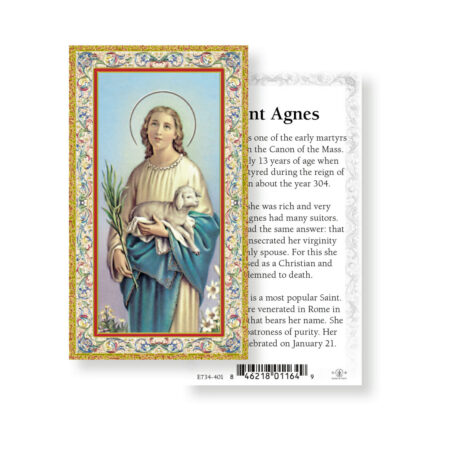Saint Agnes Gold-Stamped Holy Card - 100 Pack
