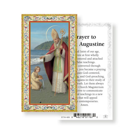 Saint Augustine Gold-Stamped Holy Card - 100 Pack