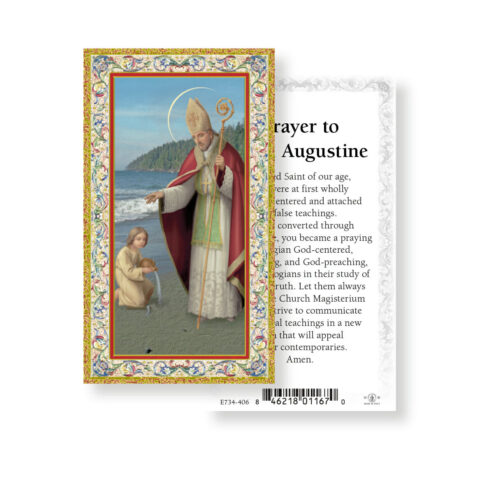Saint Augustine Gold-Stamped Holy Card - 100 Pack