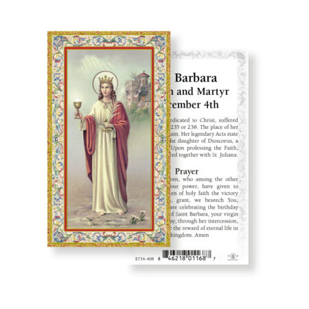 Saint Barbara Gold-Stamped Holy Card - 100 Pack