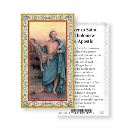 Saint Bartholomew Gold-Stamped Holy Card - 100 Pack