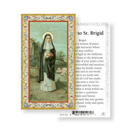 Saint Brigid Gold-Stamped Holy Card - 100 Pack