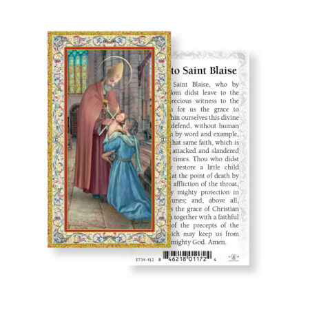 Saint Blaise Gold-Stamped Holy Card - 100 Pack