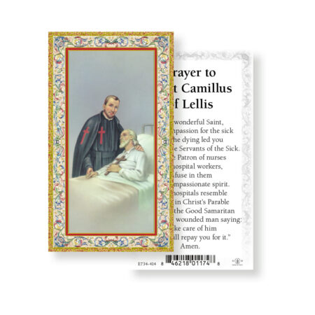 Saint Camillus of Lellis Gold-Stamped Holy Card - 100 Pack