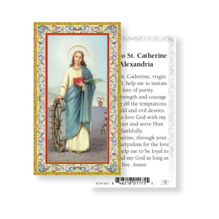 Saint Catherine of Alexandria Gold-Stamped Holy Card - 100 Pack