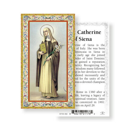 Saint Catherine of Siena Gold-Stamped Holy Card - 100 Pack