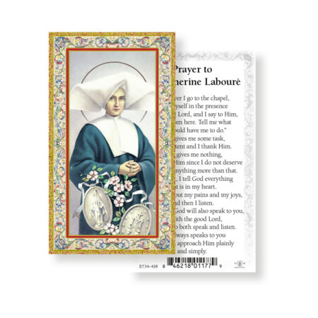 Saint Catherine Laboure Gold-Stamped Holy Card - 100 Pack