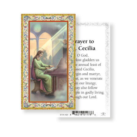 Saint Cecilia Gold-Stamped Holy Card - 100 Pack