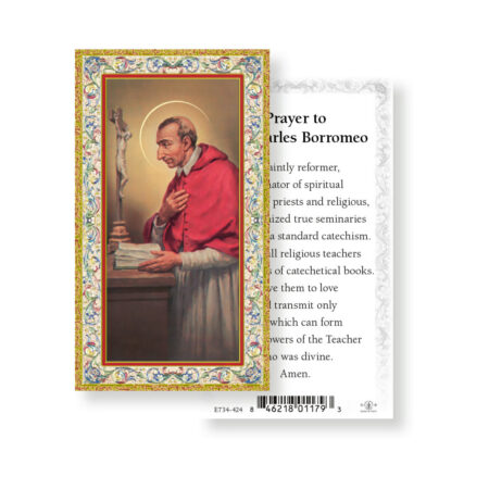 Saint Charles Borromeo Gold-Stamped Holy Card - 100 Pack