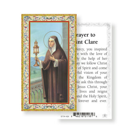 Saint Clare Gold-Stamped Holy Card - 100 Pack